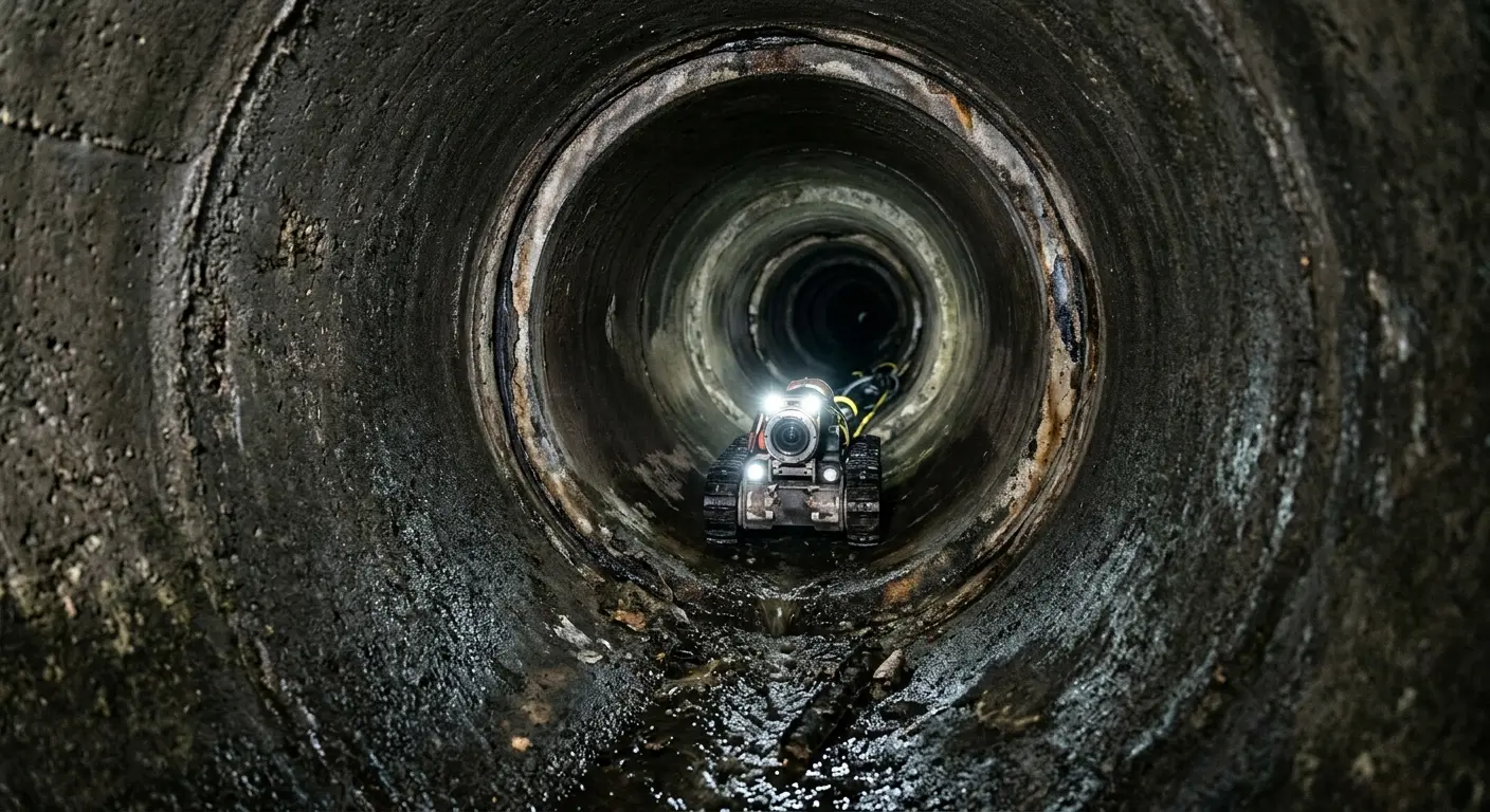 Robotic sewer camera inspecting pipe interior for Drain Snake Service in Fletcher